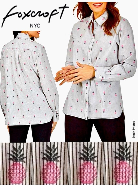 Foxcroft Tops - NWOT Foxcroft Simone Pineapple Button-Down Shirt (22W)